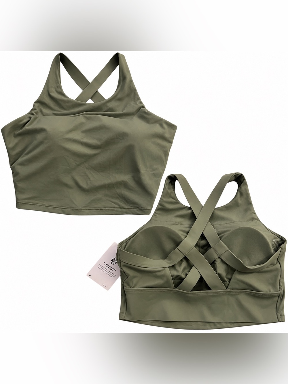 Athleta Olive Green Crisscross Sports Crop NWT